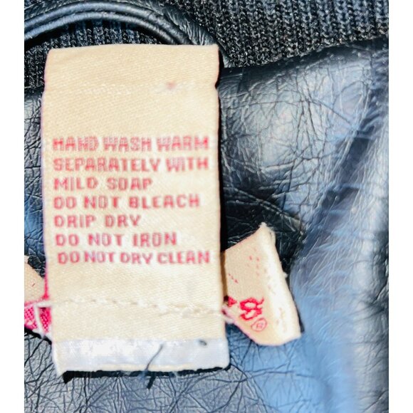 Paris Blues Womens Black Faux Leather Bomber Jacket 1X With Zipper Front & Ribbe - Picture 5 of 5